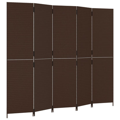 5-delt foldeskærm Brun polyrattan