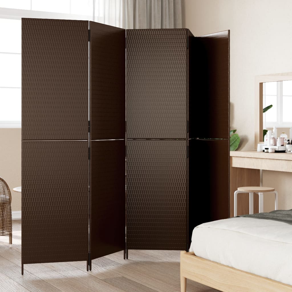 5-delt foldeskærm Brun polyrattan