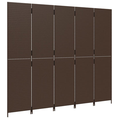 5-delt foldeskærm Brun polyrattan