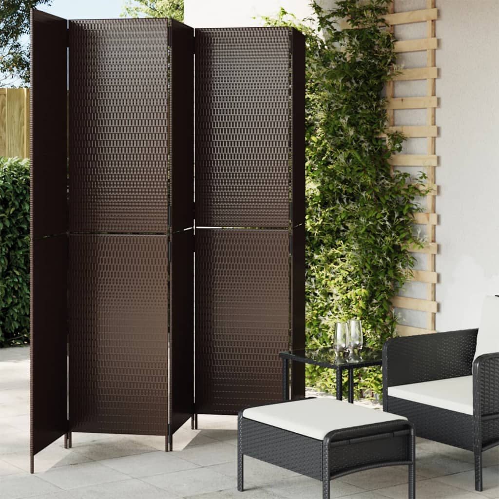 5-delt foldeskærm Brun polyrattan