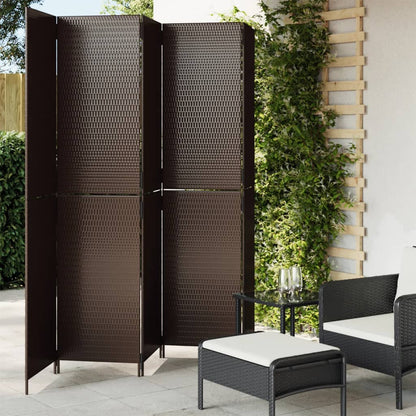 5-delt foldeskærm Brun polyrattan