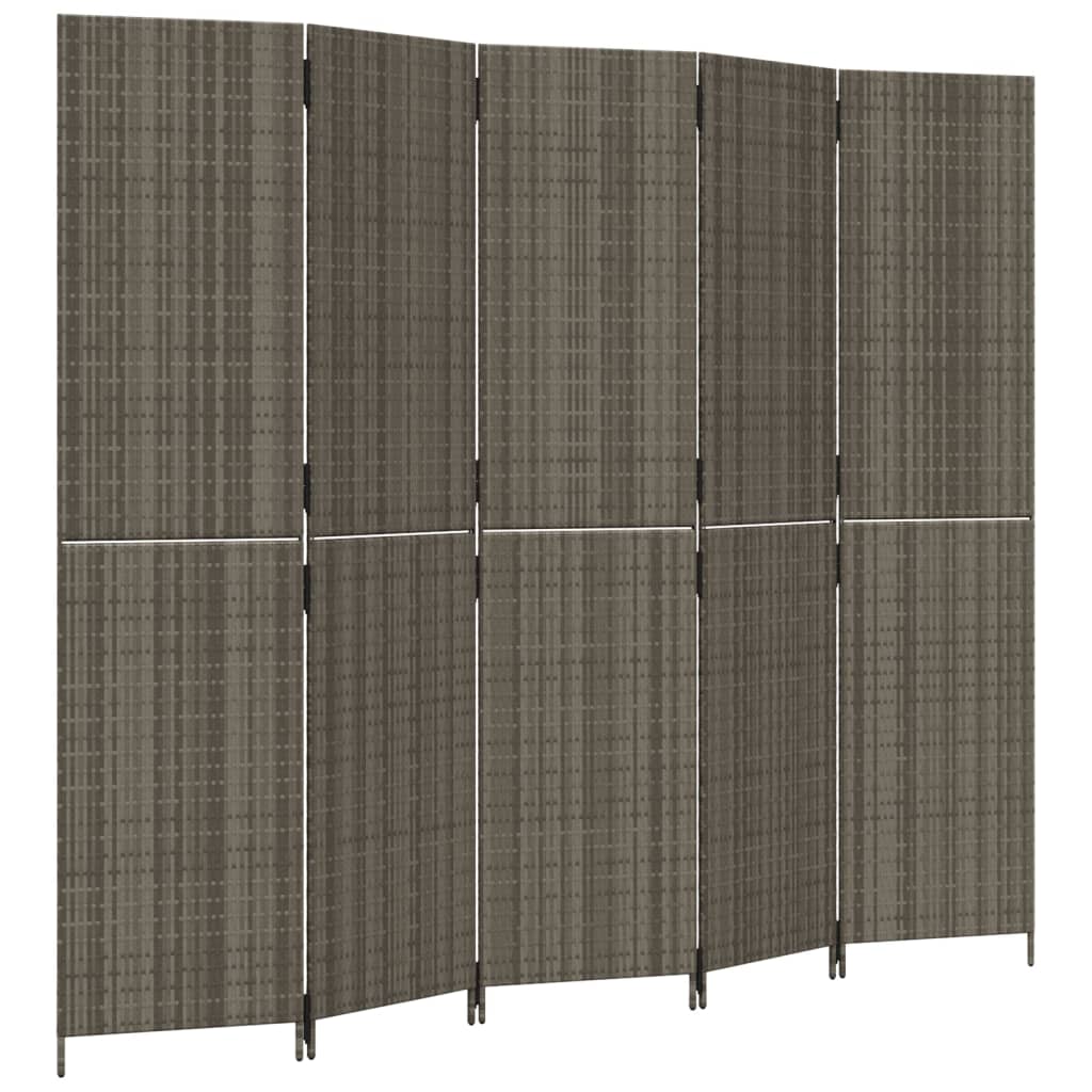 5-delt foldeskærm Grå polyrattan