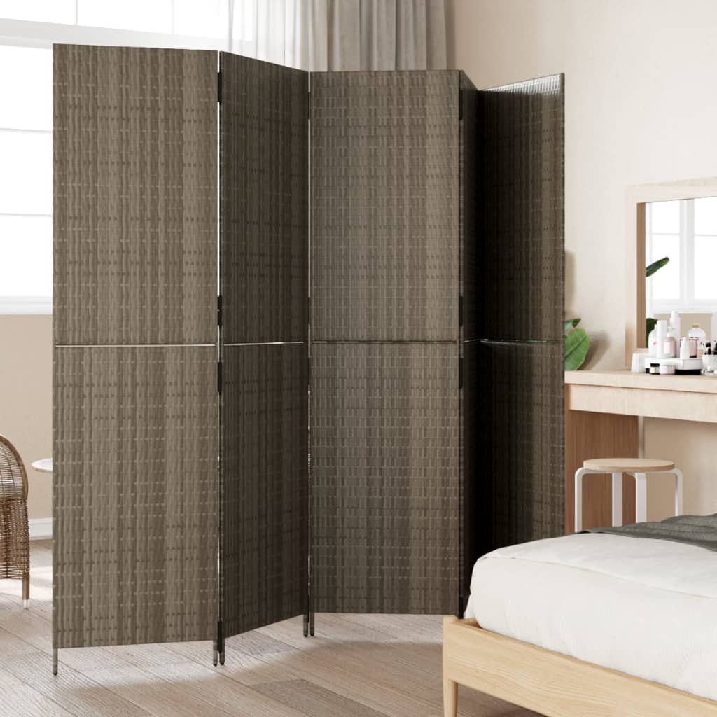 5-delt foldeskærm Grå polyrattan