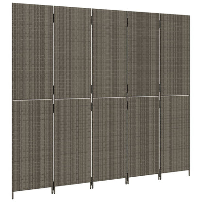 5-delt foldeskærm Grå polyrattan