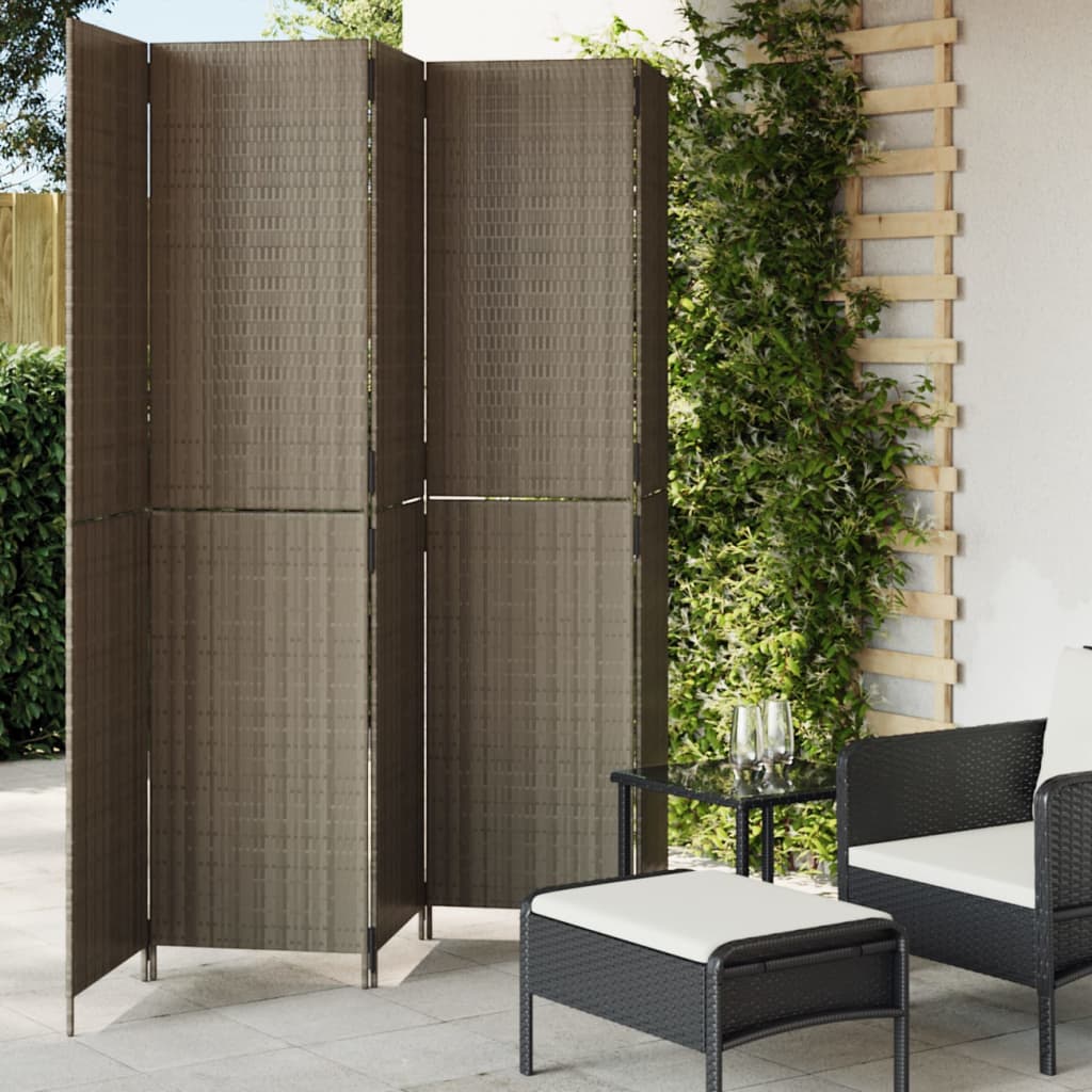 5-delt foldeskærm Grå polyrattan