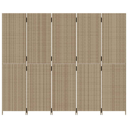 Paravent 5-tlg. Beige Poly Rattan