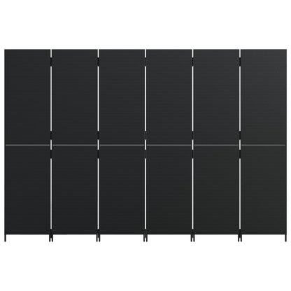 Paravent 6-tlg. Schwarz Poly Rattan