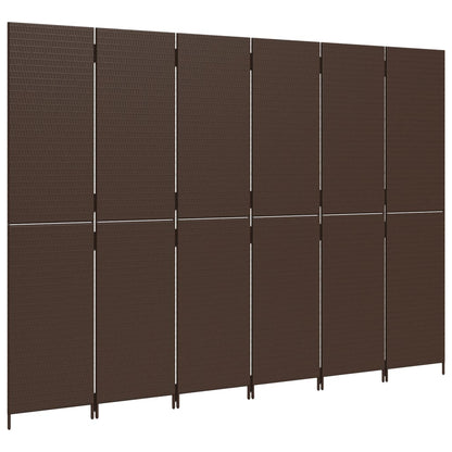 Paravent 6-tlg. Braun Poly Rattan