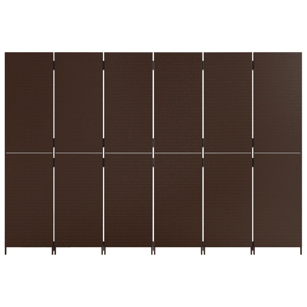 Paravent 6-tlg. Braun Poly Rattan