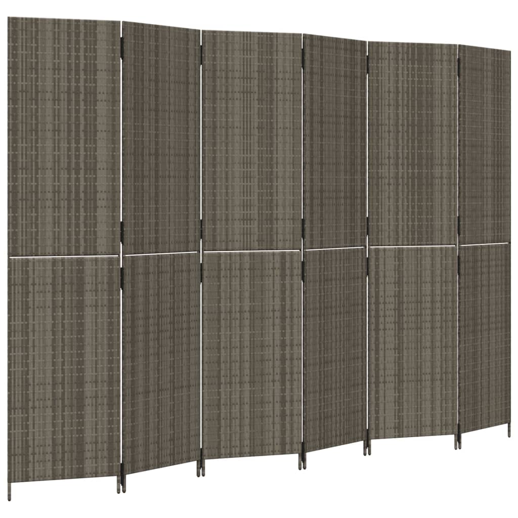 6-delt foldeskærm Grå polyrattan