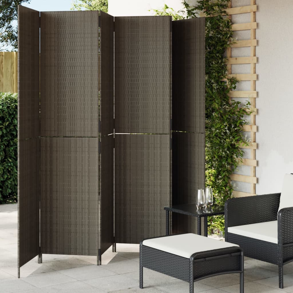 6-delt foldeskærm Grå polyrattan