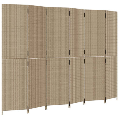 6-delt foldeskærm Beige polyrattan