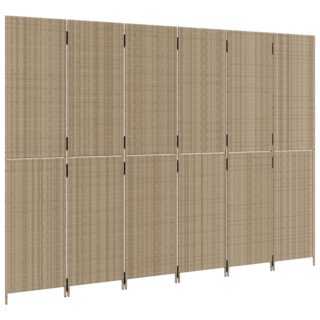 6-delt foldeskærm Beige polyrattan