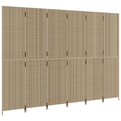 6-delt foldeskærm Beige polyrattan