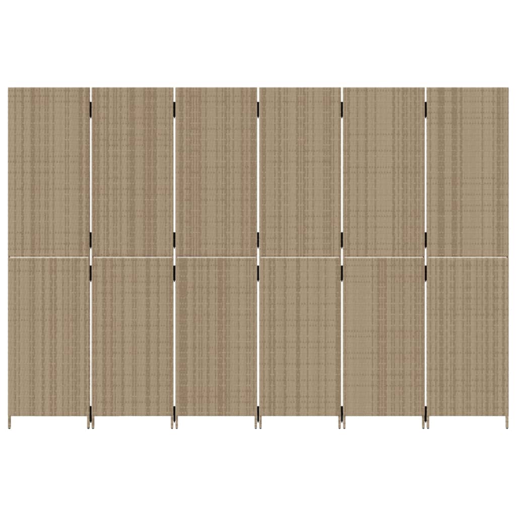 6-delt foldeskærm Beige polyrattan
