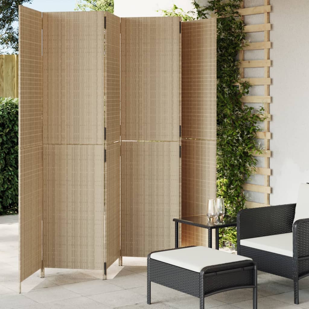 6-delt foldeskærm Beige polyrattan