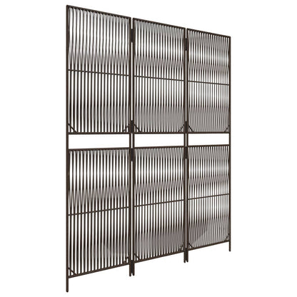 Paravent 3-tlg. Braun Poly Rattan