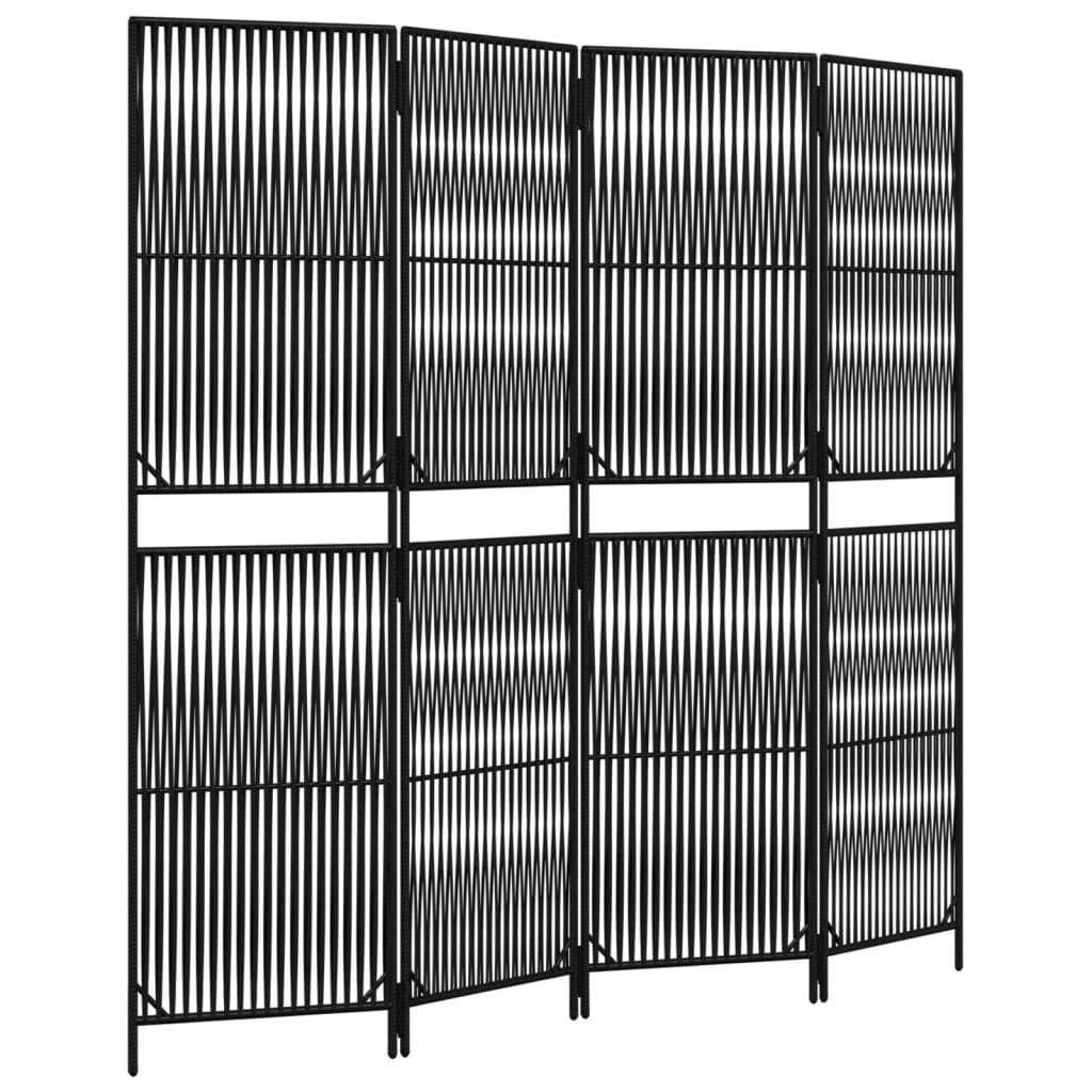 4-delt foldeskærm Sort polyrattan