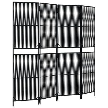 4-delt foldeskærm Sort polyrattan