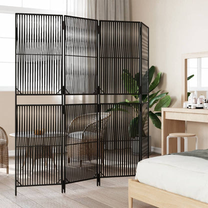 4-delt foldeskærm Sort polyrattan