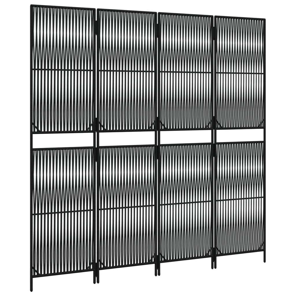 4-delt foldeskærm Sort polyrattan