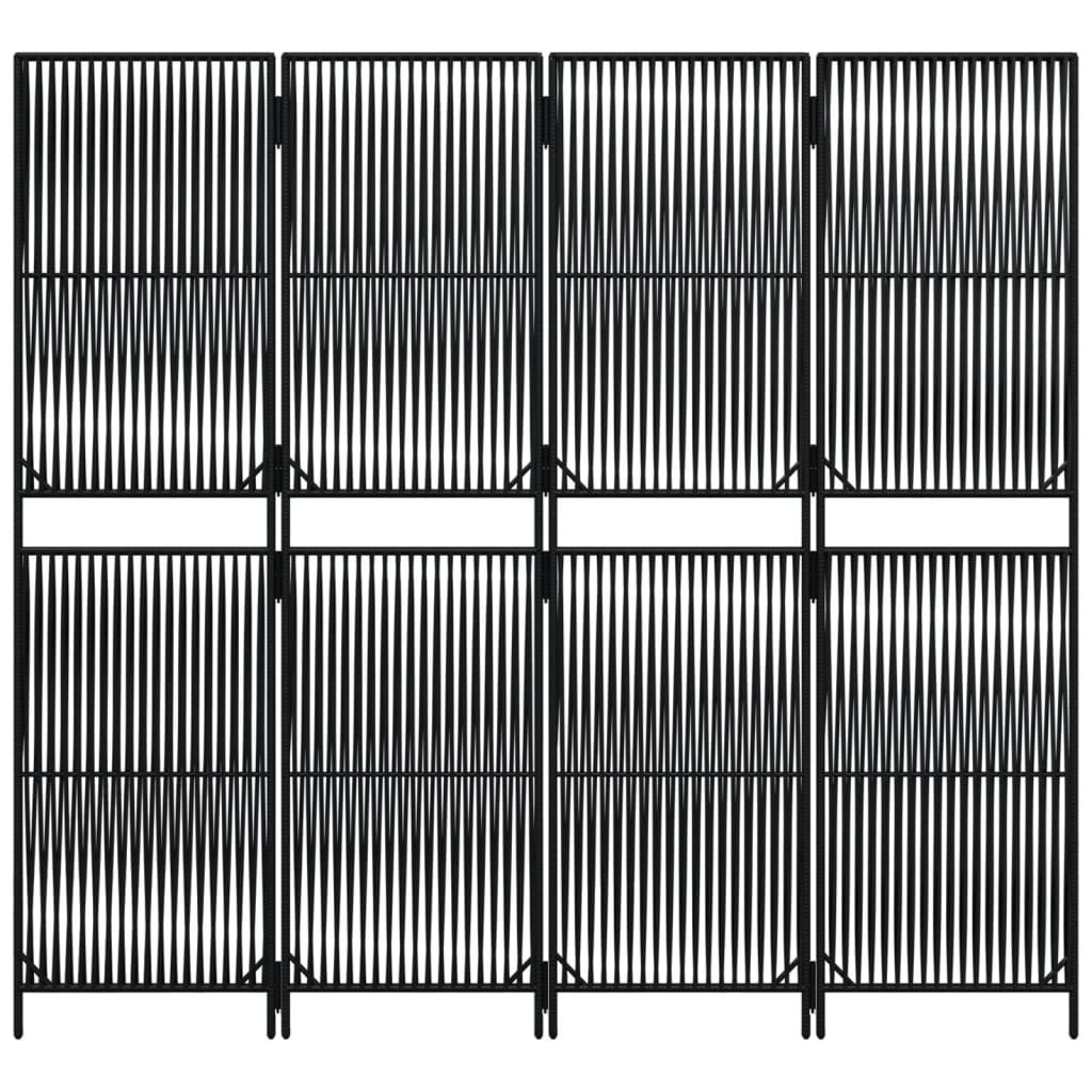 4-delt foldeskærm Sort polyrattan