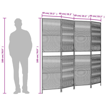 4-delt foldeskærm Sort polyrattan