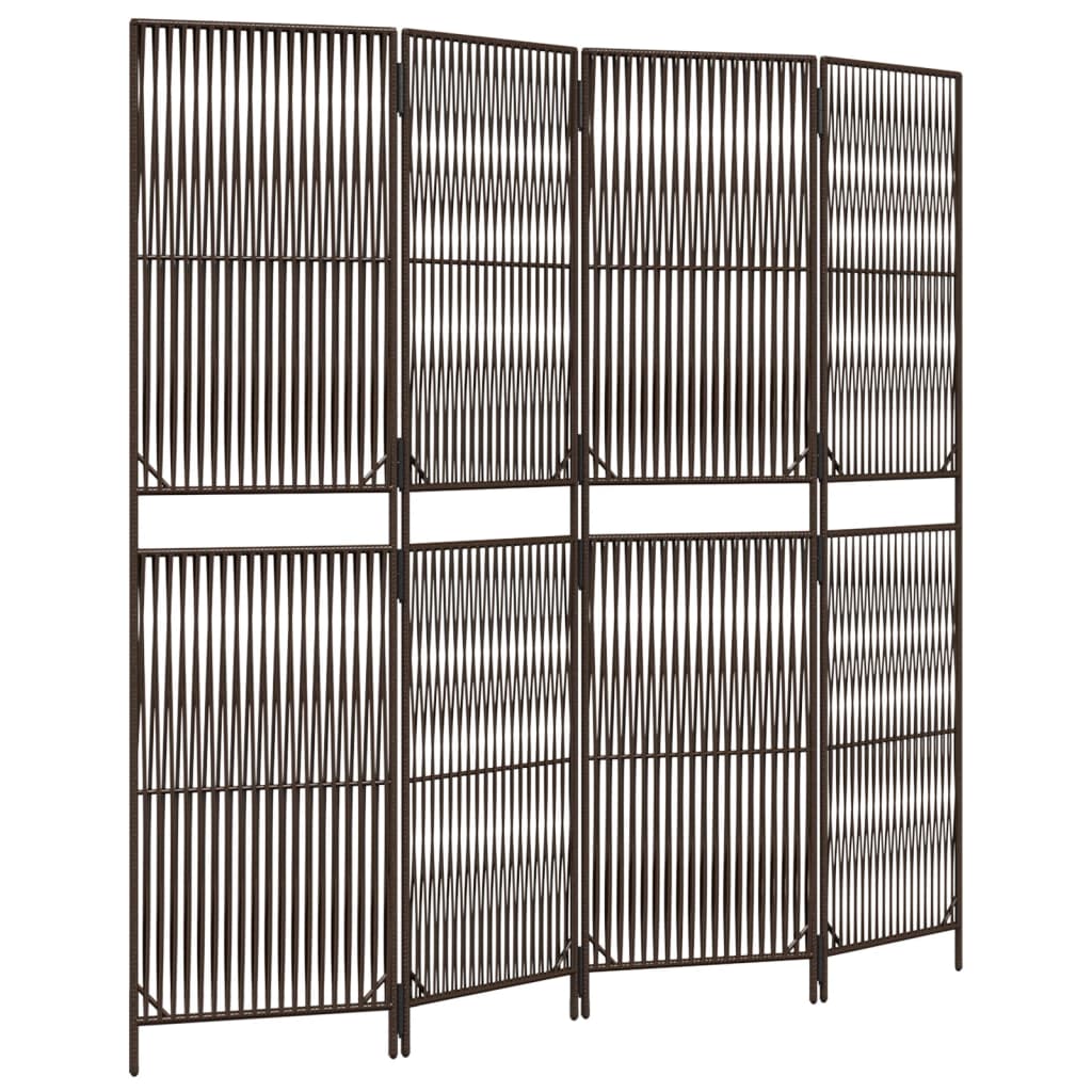 4-delt foldeskærm Brun polyrattan