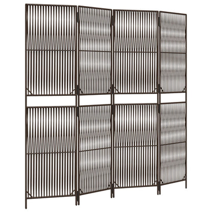 4-delt foldeskærm Brun polyrattan