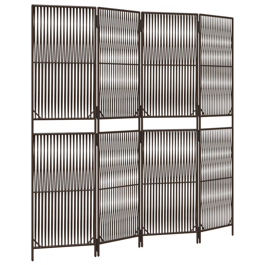 Paravent 4-tlg. Braun Poly Rattan