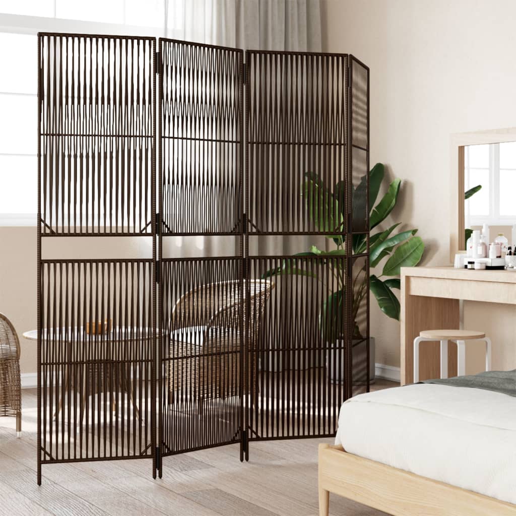 4-delt foldeskærm Brun polyrattan