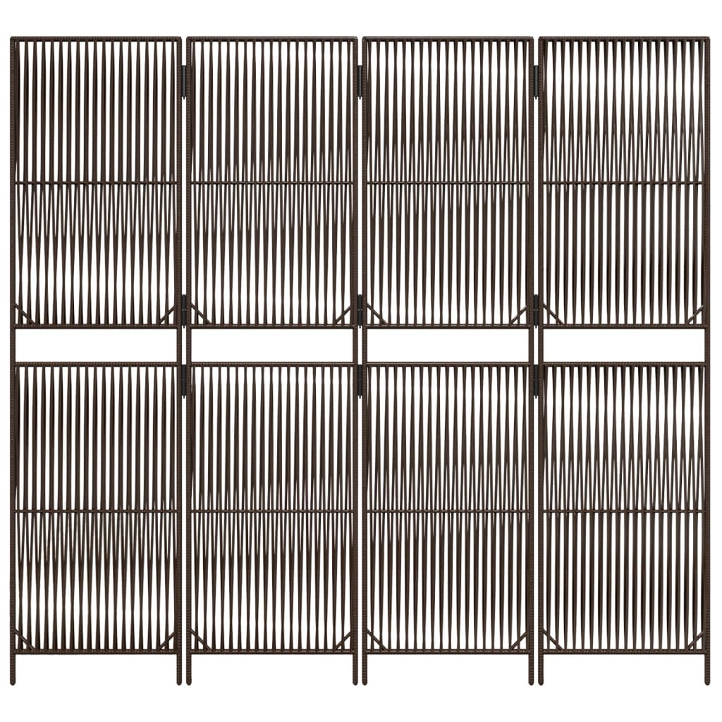 4-delt foldeskærm Brun polyrattan