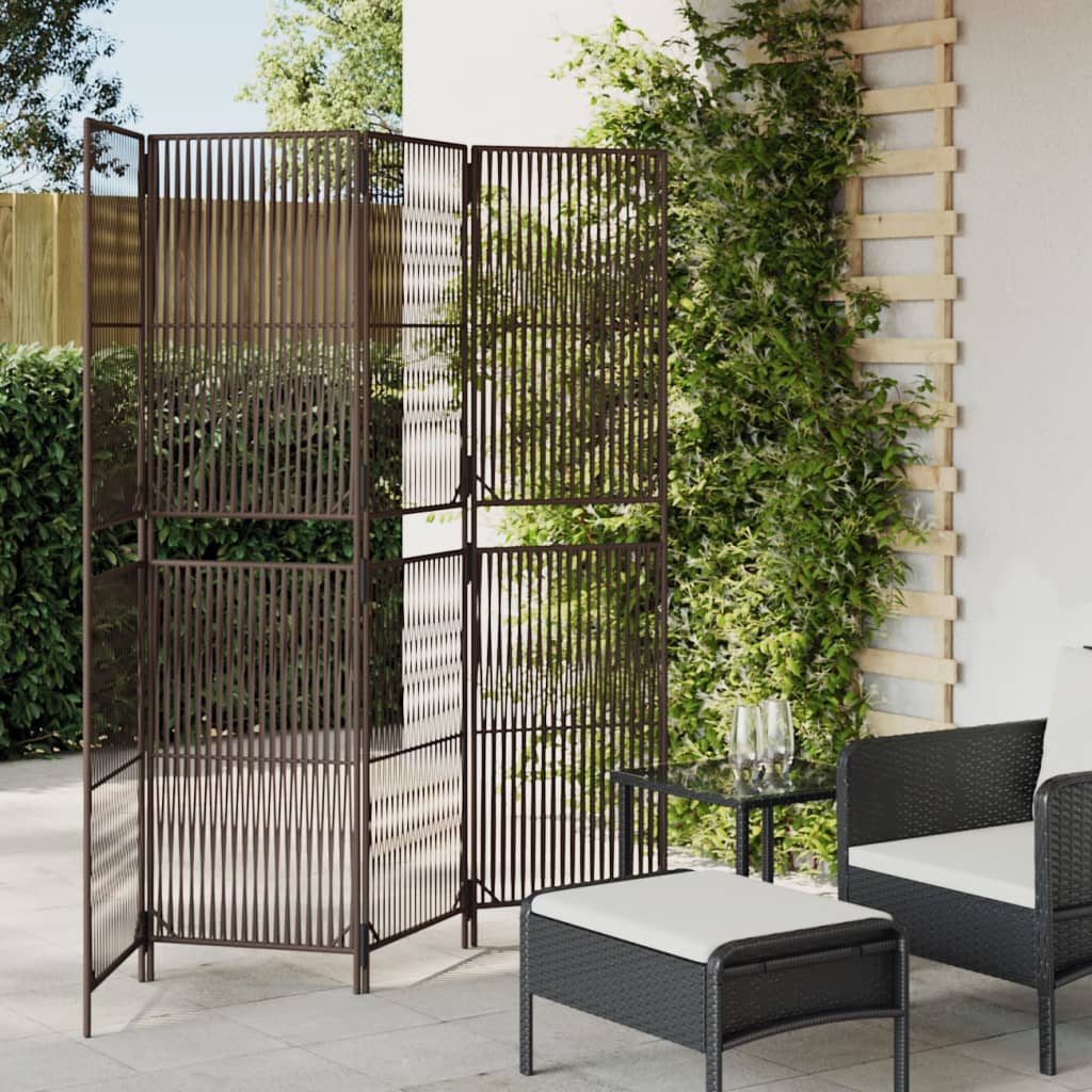 4-delt foldeskærm Brun polyrattan