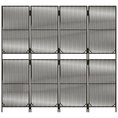 Paravent 4-tlg. Grau Poly Rattan