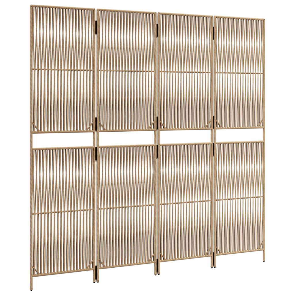 Paravent 4-tlg. Beige Poly Rattan