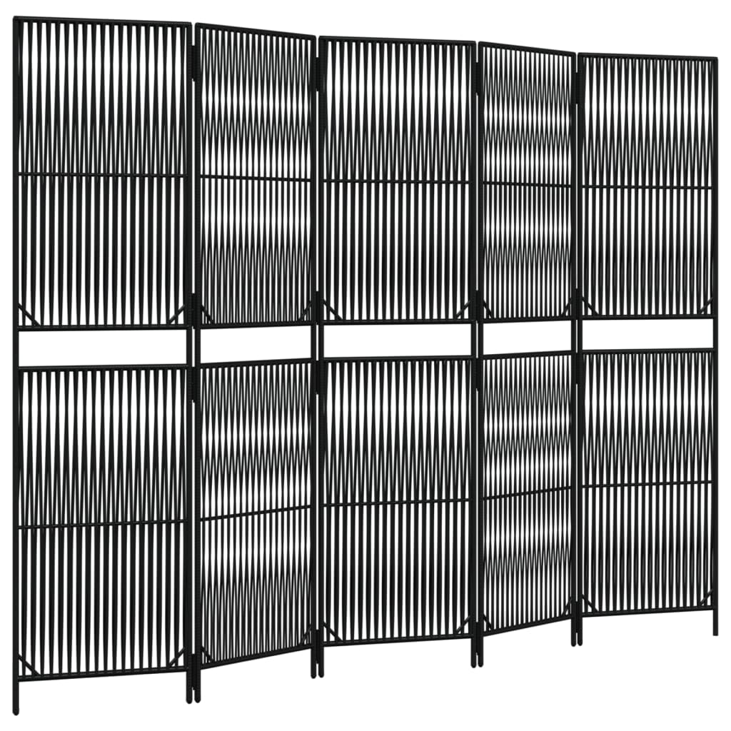 5-delt foldeskærm Sort polyrattan