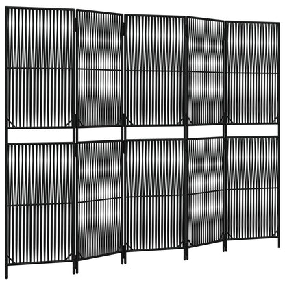 5-delt foldeskærm Sort polyrattan