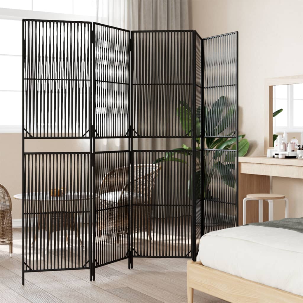 5-delt foldeskærm Sort polyrattan