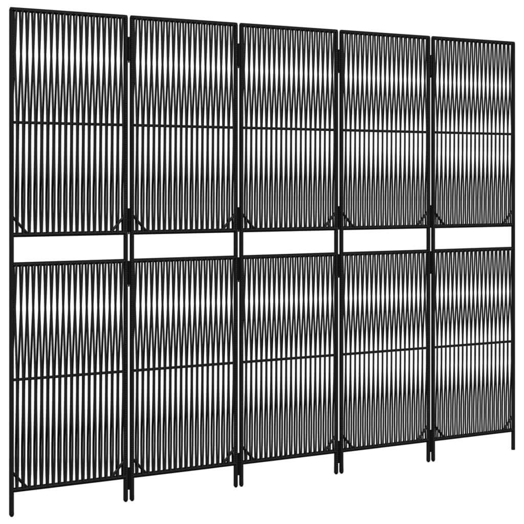 5-delt foldeskærm Sort polyrattan