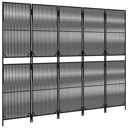 5-delt foldeskærm Sort polyrattan