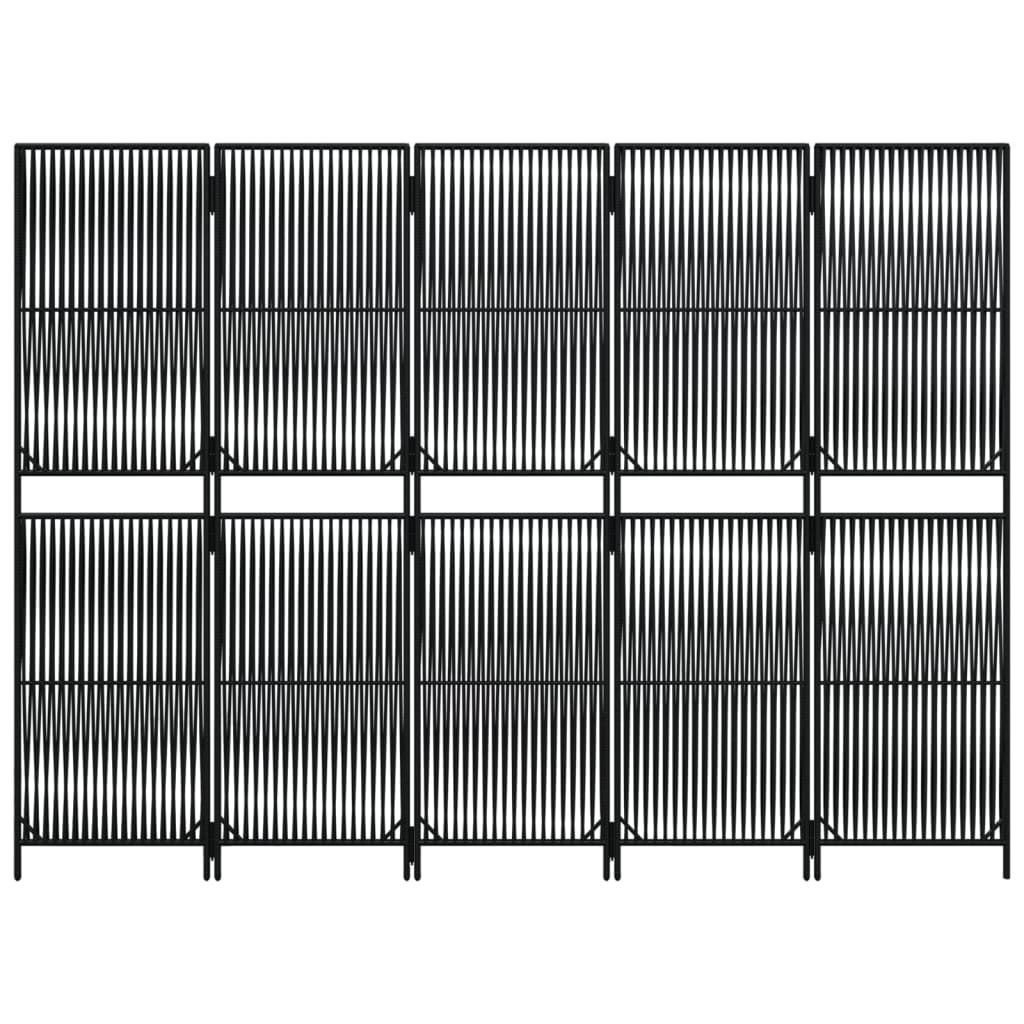 5-delt foldeskærm Sort polyrattan