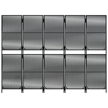 5-delt foldeskærm Sort polyrattan