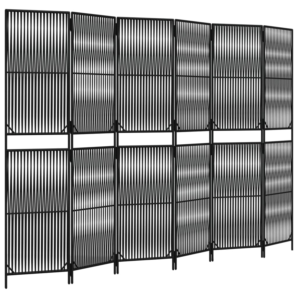 6-delt foldeskærm Sort polyrattan