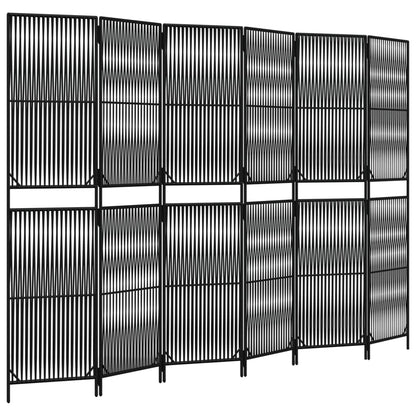 6-delt foldeskærm Sort polyrattan