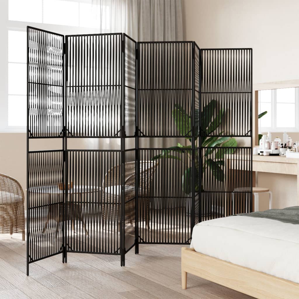 6-delt foldeskærm Sort polyrattan
