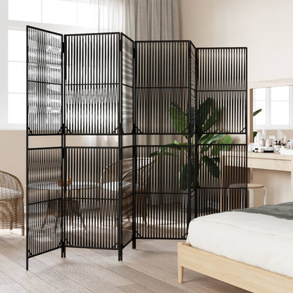 6-delt foldeskærm Sort polyrattan