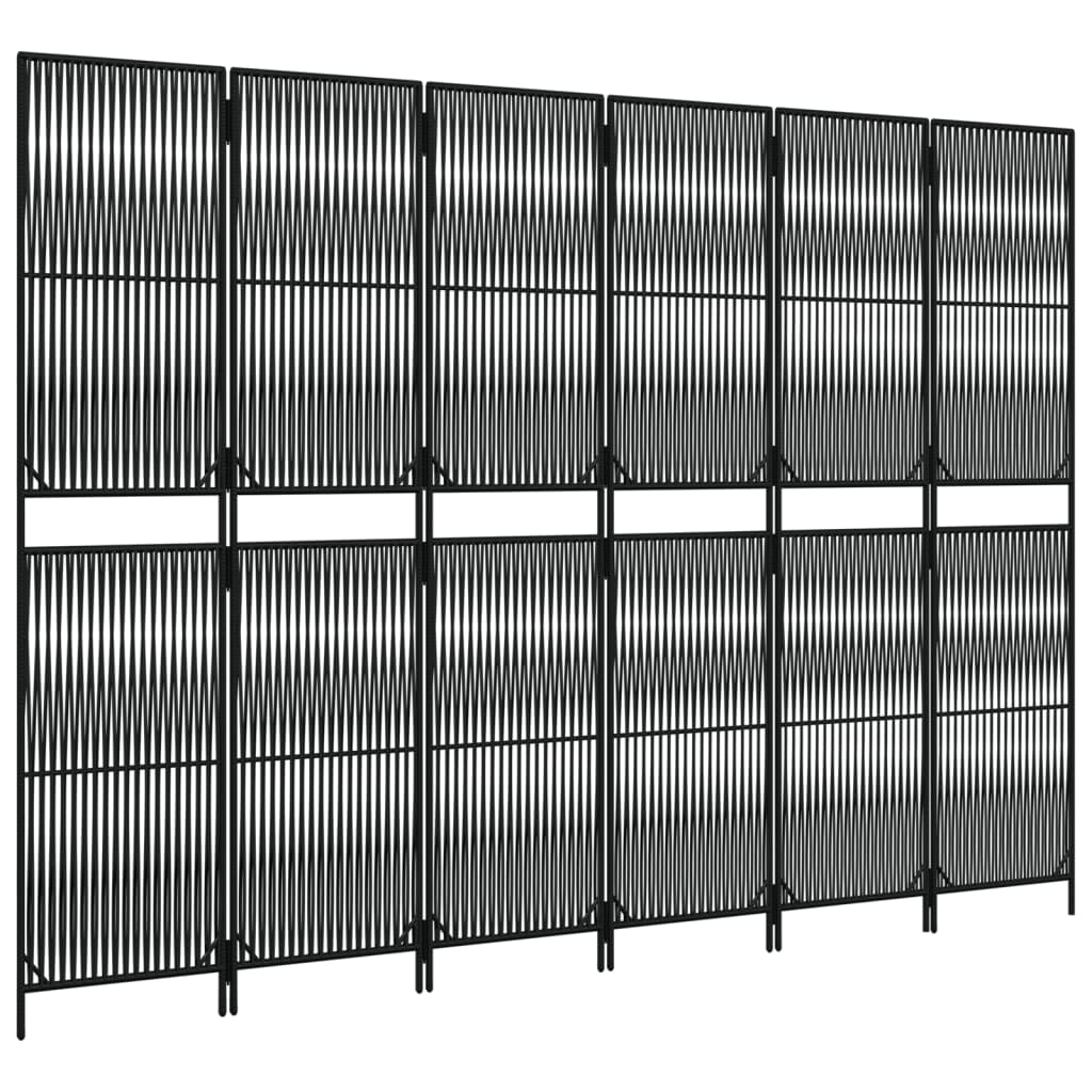 6-delt foldeskærm Sort polyrattan
