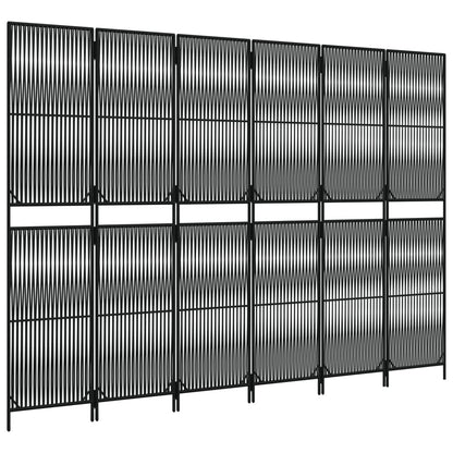 6-delt foldeskærm Sort polyrattan