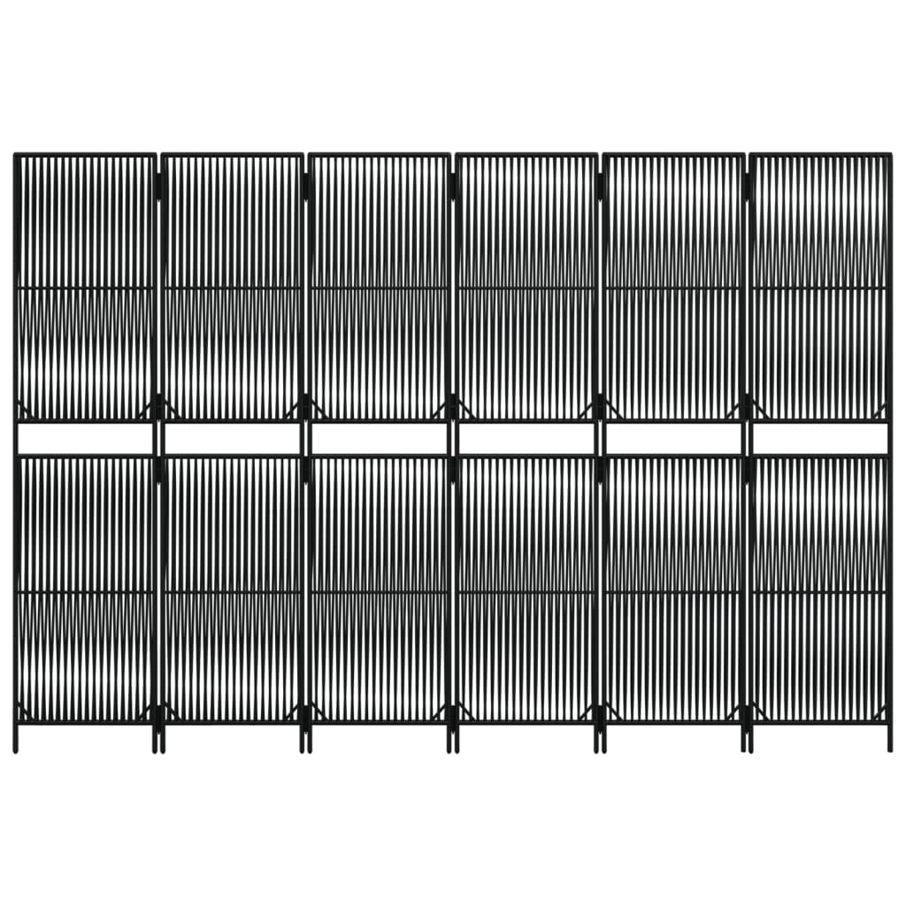 6-delt foldeskærm Sort polyrattan