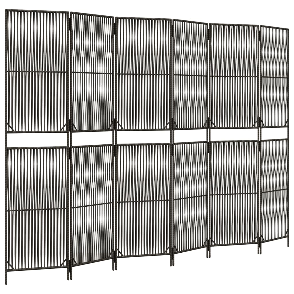 6-delt foldeskærm Grå polyrattan